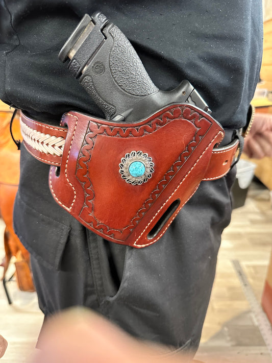 Stamped Pancake Holster with Concho